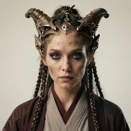 germanic female, jedi master, wearing the traditional jedi robe, beautiful and uniquely odd looking, detailed symmetrical close up portrait, intricate complexity, in the style of artgerm and ilya kuvshinov, magic the gathering, star wars art