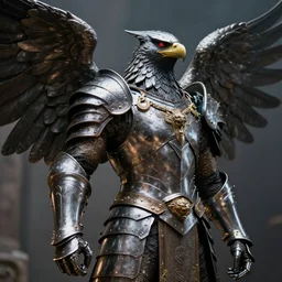 warrior with metal eagle armour, highly detailed, dramatic lighting, cinematic, 4k