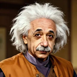 color photo of einstein with goku hair