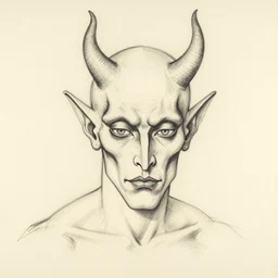 portrait of a demon. Line drawing by Oskar Schlemmer. Pen and ink by Dali.