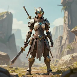 photo of a solarpunk warrior