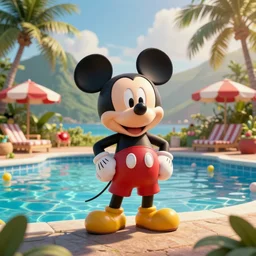 mickey mouse hawaiian pool party