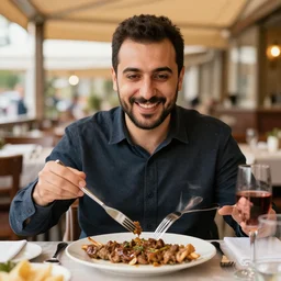 happy turkish kebab man