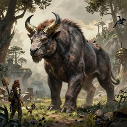 minotaur concept, beksinski, wayne barlowe, adrian smith fantasy art, the hobbit art, lord of the ring art, the witcher concept art, trending on artstation, game of throne art