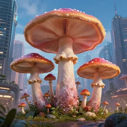 trippy giant eldritch mushrooms in city, realistic, beautiful texture, beautiful graphics, fantasy artwork, very beautiful scenery, hd, hdr, ue 5, ue 6, unreal engine 5, cinematic 4 k wallpaper, 8 k, ultra detailed