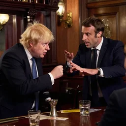 a tavern, boris johnson bar room brawl with macron