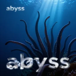 “a swarm of dark tentacles underwater, underwater photography, trending on artstation, crepuscular rays, deep blue dark water background, abyss”