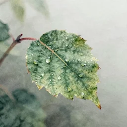 morning mist, morning dew on leaf, watercolor, trending on artstation, on textured canvas