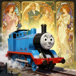 thomas the tank engine stephen bliss, unreal engine, fantasy art by greg rutkowski, loish, rhads, ferdinand knab, makoto shinkai and lois van baarle, ilya kuvshinov, rossdraws, tom bagshaw, alphonse mucha, global illumination, radiant light, detailed and intricate environment