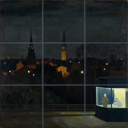 a night landscape background, bhupen khakhar, rob gonsavles, eyvind earle, heade martin johnson, edward hopper