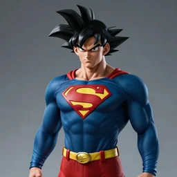 Son Goku as Superman, cool, dramatic, hyperdetailed, artstation, photorealism, accurate, octane render, 8k,
