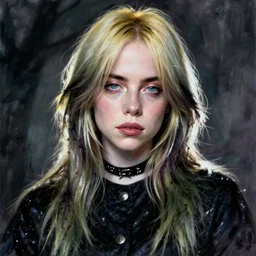 grunge drawing of billie eilish in the style of corpse bride