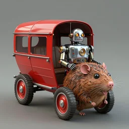 adventurer ( ( ( ( ( 1 9 5 0 s retro future robot android fat rat wagon. muted colors. ) ) ) ) ) by jean baptiste monge!!!!!!!!!!!!!!!!!!!!!!!!! chrome red