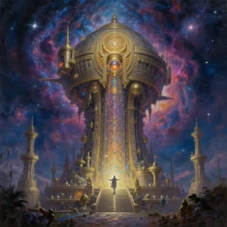 metaverse made of ancient magic technology, galactic nebular astral realm sacred journey in oil painting, trending on artstation, award winning, emotional, highly detailed surrealist art