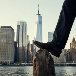 god crushing the nyc skyline with his foot