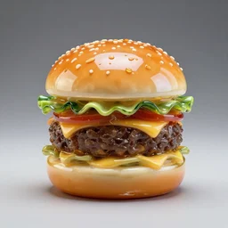 a glass sculpture of a hamburger