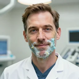 a highly detailed slimy portrait of a dentist, james gurney, james jean
