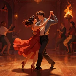 Slow Dancing in a Burning Room by greg rutkowski, Trending on Artstation, CGSociety