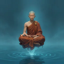 a monk levitating water by meditating, digital art, fantasy art, matte painting