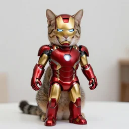 house cat in the suit of iron man