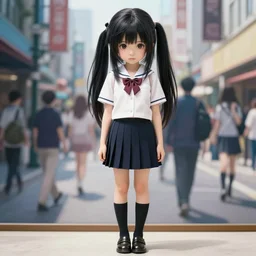 a cute girl wearing school uniform standing in the city | | really good looking face!! full body image!! only one person!! realistic shaded perfect face, fine details, anime, realistic shaded lighting poster by ilya kuvshinov katsuhiro otomo ghost - in - the - shell, magali villeneuve, artgerm, jeremy lipkin and michael garmash and rob reyt