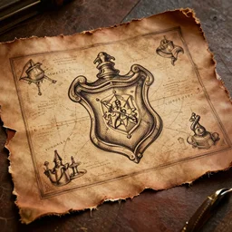 marauders map from harry potter, ink cartography on realistic ripped leather, octane render, 8 k