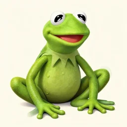 A cutaway scientific diagram of Kermit the frog, detailed, strange