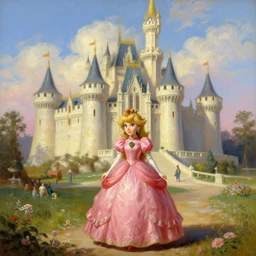 princess peach's castle, highly detailed painting by gaston bussiere, craig mullins, j. c. leyendecker 8 k