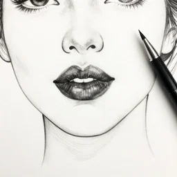 ink lineart drawing of a beautiful trans woman, dark lips, white background, etchings by goya, chinese brush pen, illustration, high contrast, deep black tones contour