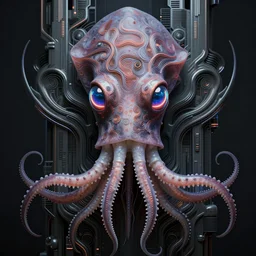 portrait of a squid monster. intricate abstract. cyberpunk,  intricate artwork. neon eyes, by Tooth Wu, wlop, beeple. octane render, trending on artstation, greg rutkowski very coherent symmetrical artwork. cinematic, hyper realism, high detail, octane render, 8k, minimalistic, hyperrealistic surrealism, award winning masterpiece with incredible details, a surreal vaporwave liminal space, highly detailed, trending on ArtStation