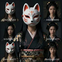a Photorealistic dramatic fantasy render of a beautiful woman wearing a beautiful intricately detailed Japanese Fox Kitsune mask and clasical Japanese Kimono by WLOP,Artgerm,Greg Rutkowski,Alphonse Mucha, Beautiful dynamic dramatic dark moody lighting,shadows,cinematic atmosphere,Artstation,concept design art,Octane render,8K The seeds for each individual image are: [1381227283, 4269049495, 3424712631, 4254748638, 3093457235, 2454109477, 2491746849, 1450405155]