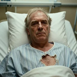 7 0 s movie still of an old man with a hole in the chest! in the hospital, cinestill 8 0 0 t _ 3 5 mm eastmancolor, heavy grain, high quality, high detail