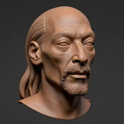 zbrush sculpture of snoop dogg, likeness, high quality, clay render, ambient occlusion, anatomy, human face