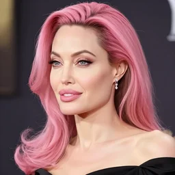 pink hair angelina jolie by wlop and ross tran and sakimichan