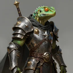 lizard wearing rogue armor, Lizardman thief, D&D, digital painting, highly detailed, concept armor, sharp focus
