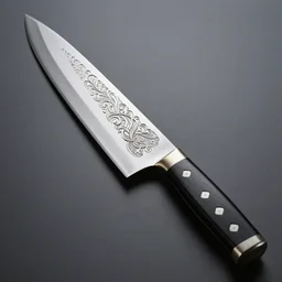Japanese knife, Japanese knife design, fancy Japanese knife carving, Japanese themes, knife etching