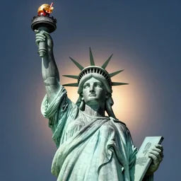 statue of liberty holding a molotov cocktail, trending on artstation, highly detailed 8 k, rendered in unreal engine 5, bloom, dramatic lighting