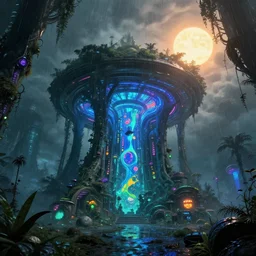 architecture by camille pissarro, myst at fall stormy atlantis futuristic dramatic lighting bioshock uv light rainforest synthwave vaporwave thermal imaging tundra cyberpunk extraterrestial thermal vision anime poppy gem morning sun fisheye, archdaily, wallpaper, highly detailed, trending on artstation.