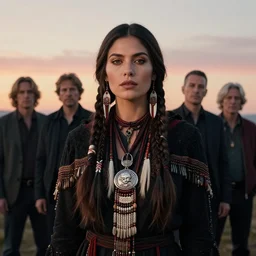 photographic portrait of a stunningly beautiful gothic native american female in soft dreamy light at sunset, contemporary fashion shoot, by edward robert hughes, annie leibovitz and steve mccurry, david lazar, jimmy nelsson, breathtaking, 8 k resolution, extremely detailed, beautiful, establishing shot, artistic, hyperrealistic, beautiful face, octane render