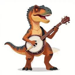 a beautiful illustration of a bearded velociraptor playing a banjo at a square dance by James Jean | comic book:.5 | unreal engine:.6