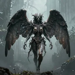 an angel in the style of a H.R. Giger