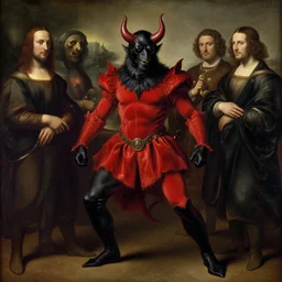 puissant physique demonic crow wearing a devil costume Jan Van eyck leonardo da vinci ilya repin christophe young bastien lecouffe-deharme odd nerdrum dragan bibin john steuart curry