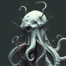 face of cthlulu cthulu pale bleak colors, background profile photo of octopus with vines!!!!!!!!!! 4 : 3 aspect ratio, tentacle monster by beksinski!!, mc escher!!! tessellation!!! artstation, beeple