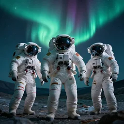 northern lights and astronauts, 8 k uhd, unreal engine, octane render in the artstyle of finnian macmanus, john park and greg rutkowski