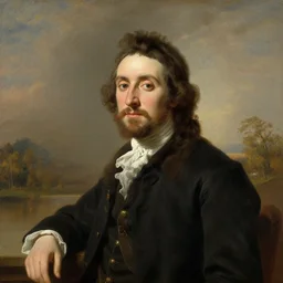 portrait of Henry de Lesquen du Plessis Casso, in the style of the Hudson River School