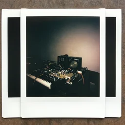 polaroid photo of a harsh noise setup