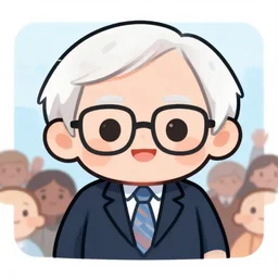 cute chibi drawing of president bernie sanders smiling and waving to the crowd