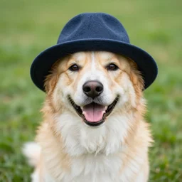 dog wearing a hat
