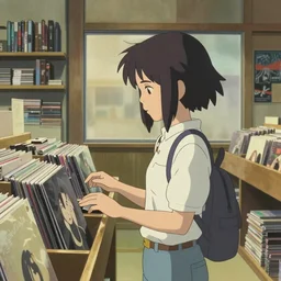 girl in a record store, in the film by makoto shinkai