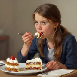 greta thunberg eating cakes painted by thomas kinkade, detailed digital art, trending on Artstation